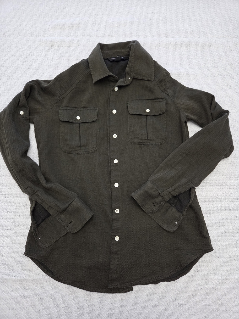 Banana Republic Olive Green Herringbone Collar Shirt